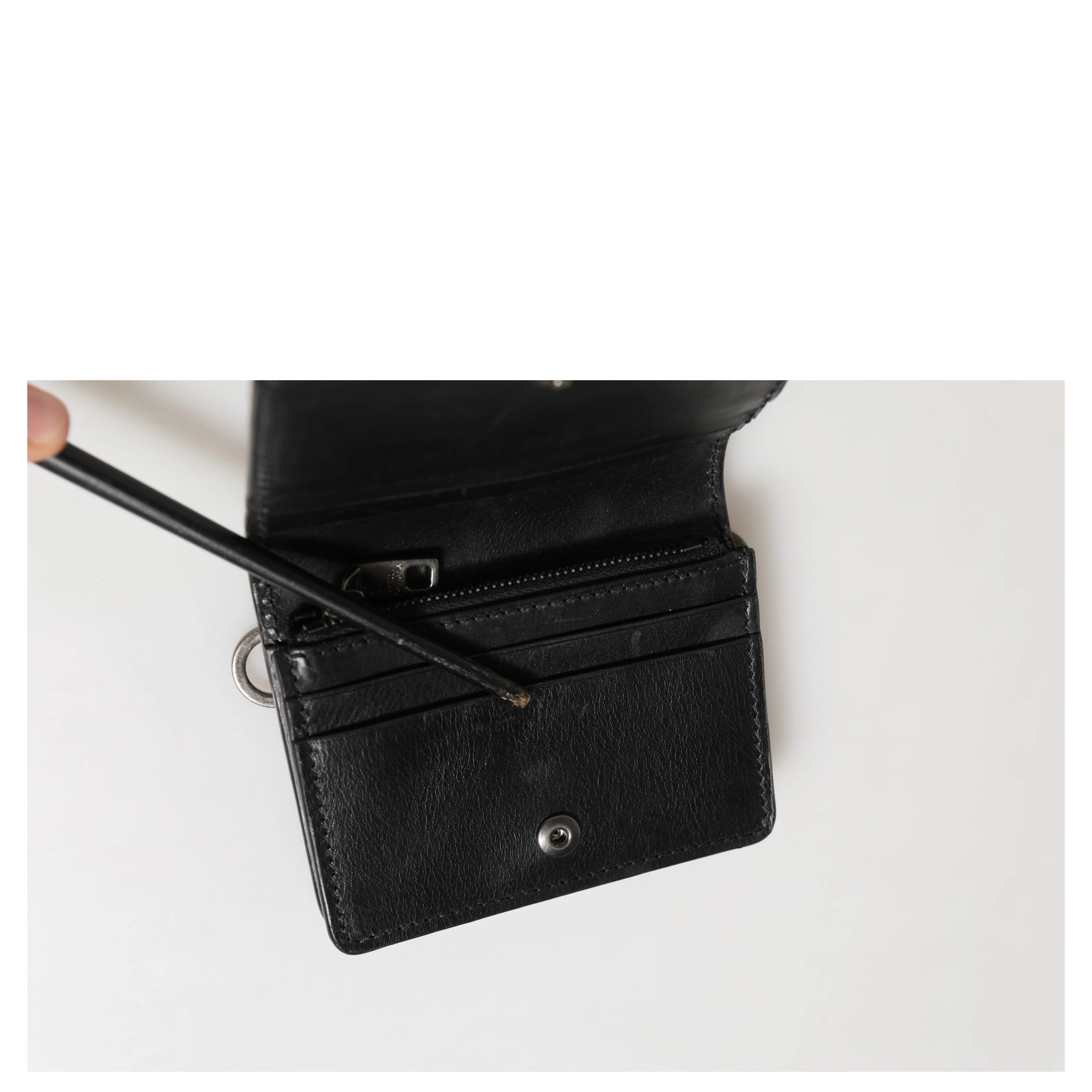 Black Leather Bifold Card Holder Mens Coin Purse Key Clip Wallet