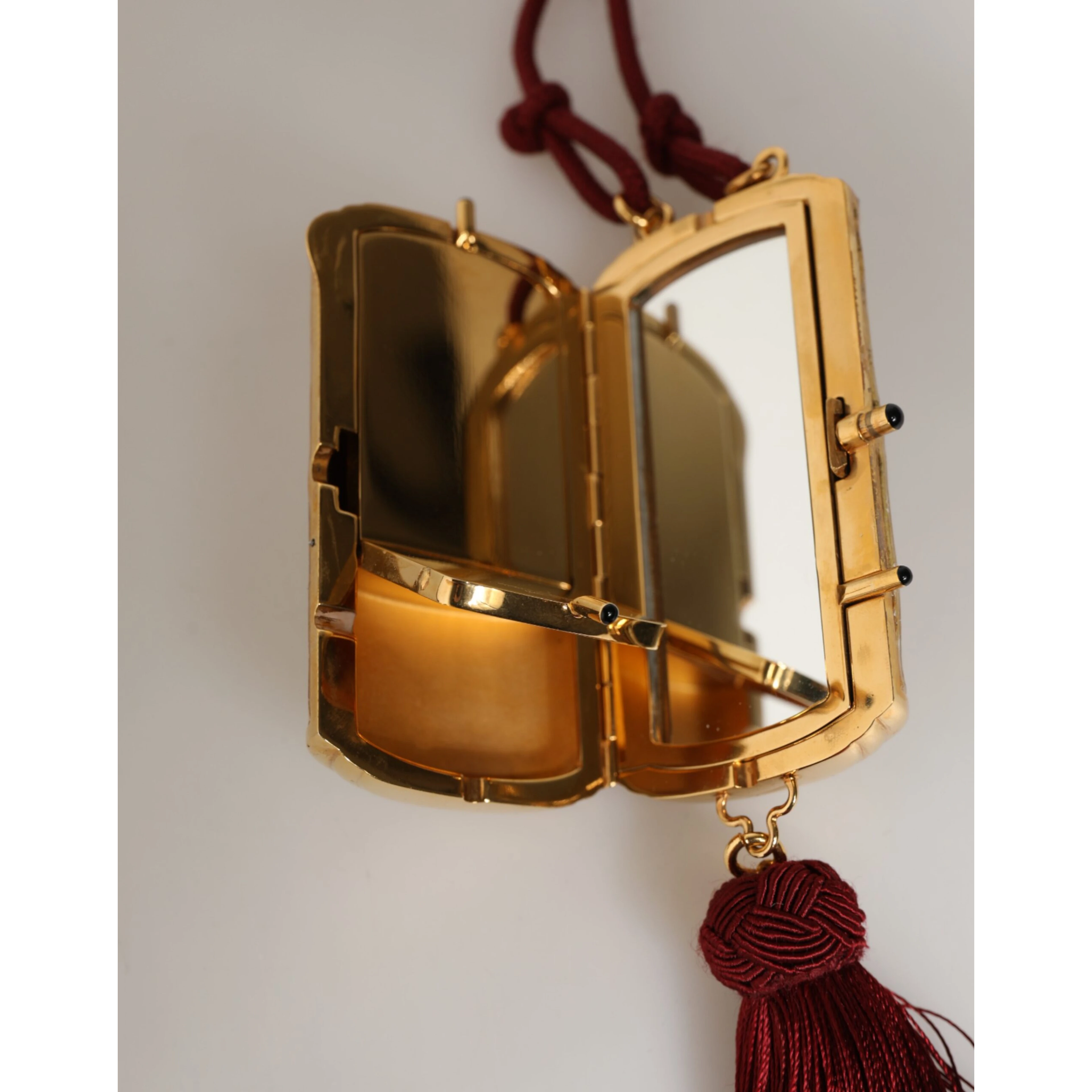 White Resin Gold Metal Crossbody Mini Purse Tassel Bag
