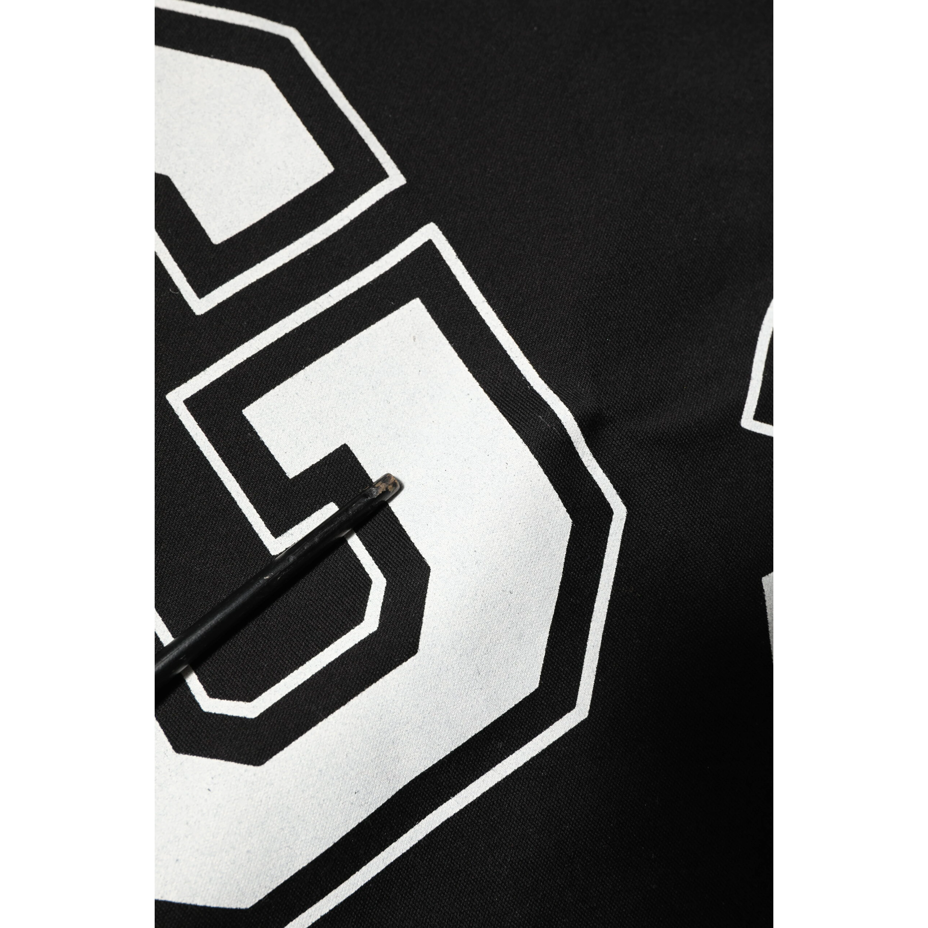 Black Cotton Letter Print Short Sleeve T-shirt