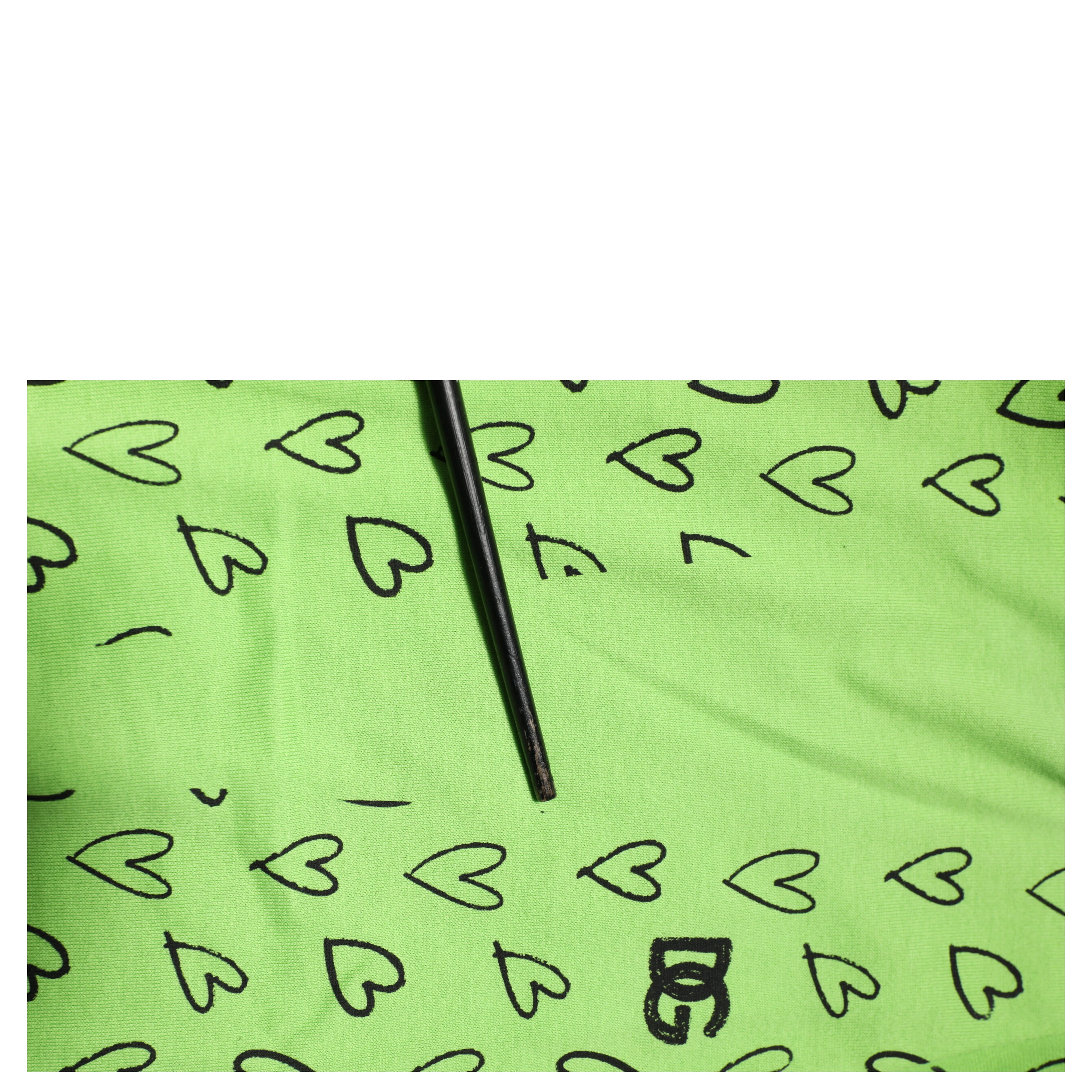Green V-Neck DG Logo Heart Print T-shirt