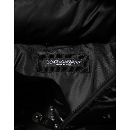 Black Logo Full Zip Hooded Quilted Jacket