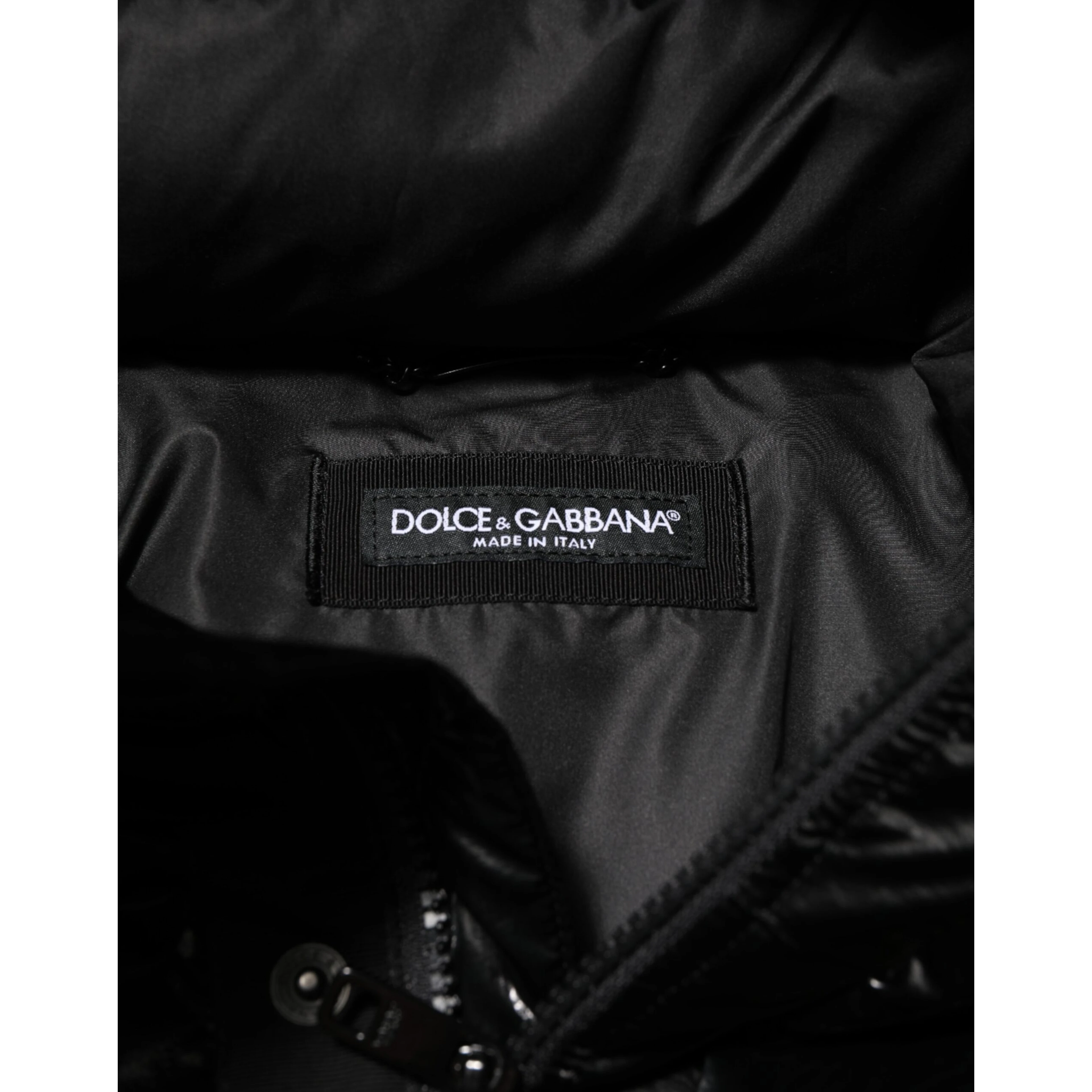 Black Logo Full Zip Hooded Quilted Jacket
