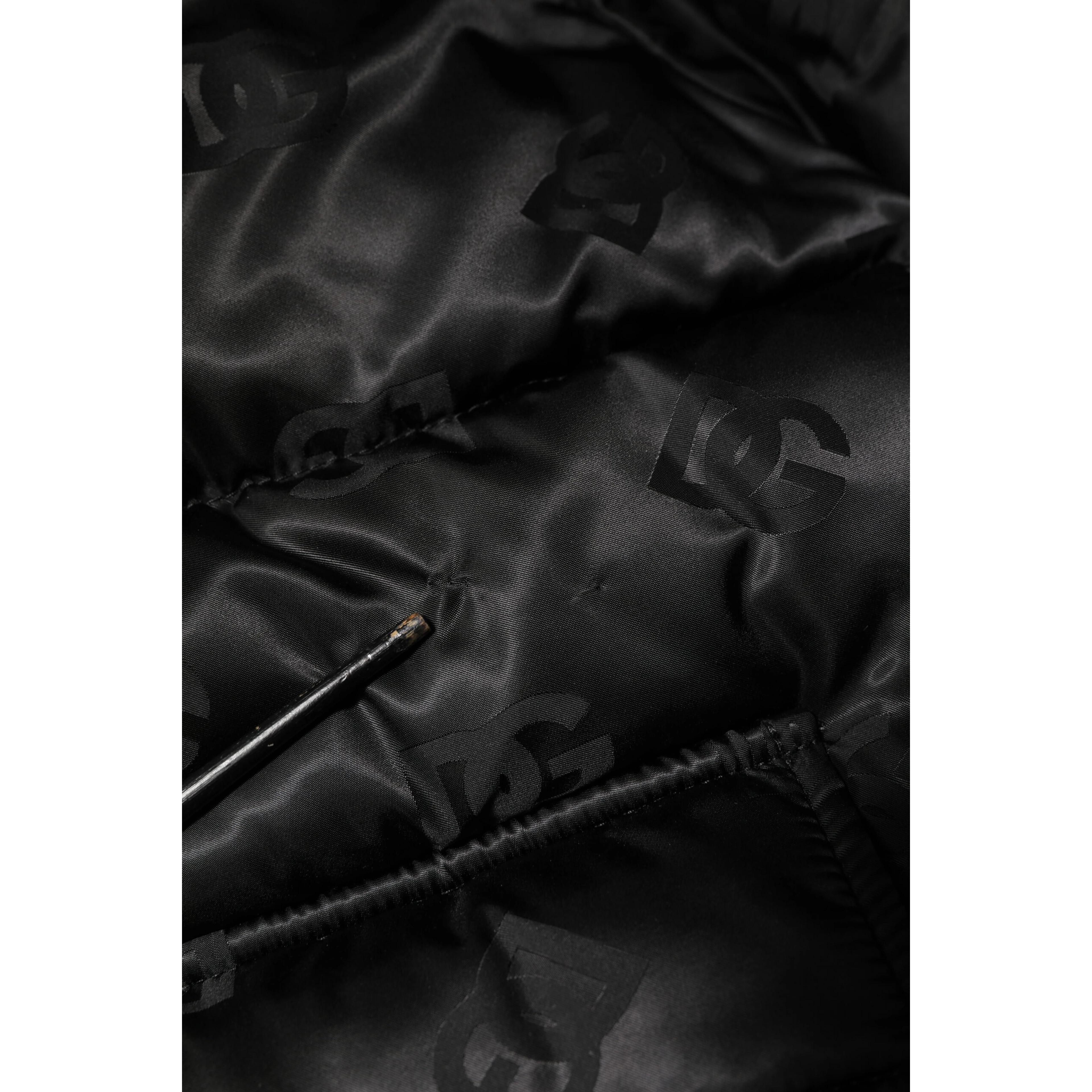 Black Monogram Logo Puffer Nylon Hooded Jacket