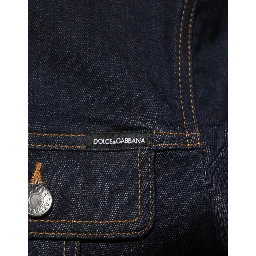 Indigo Blue Denim Slim Fit Logo Patch Jacket