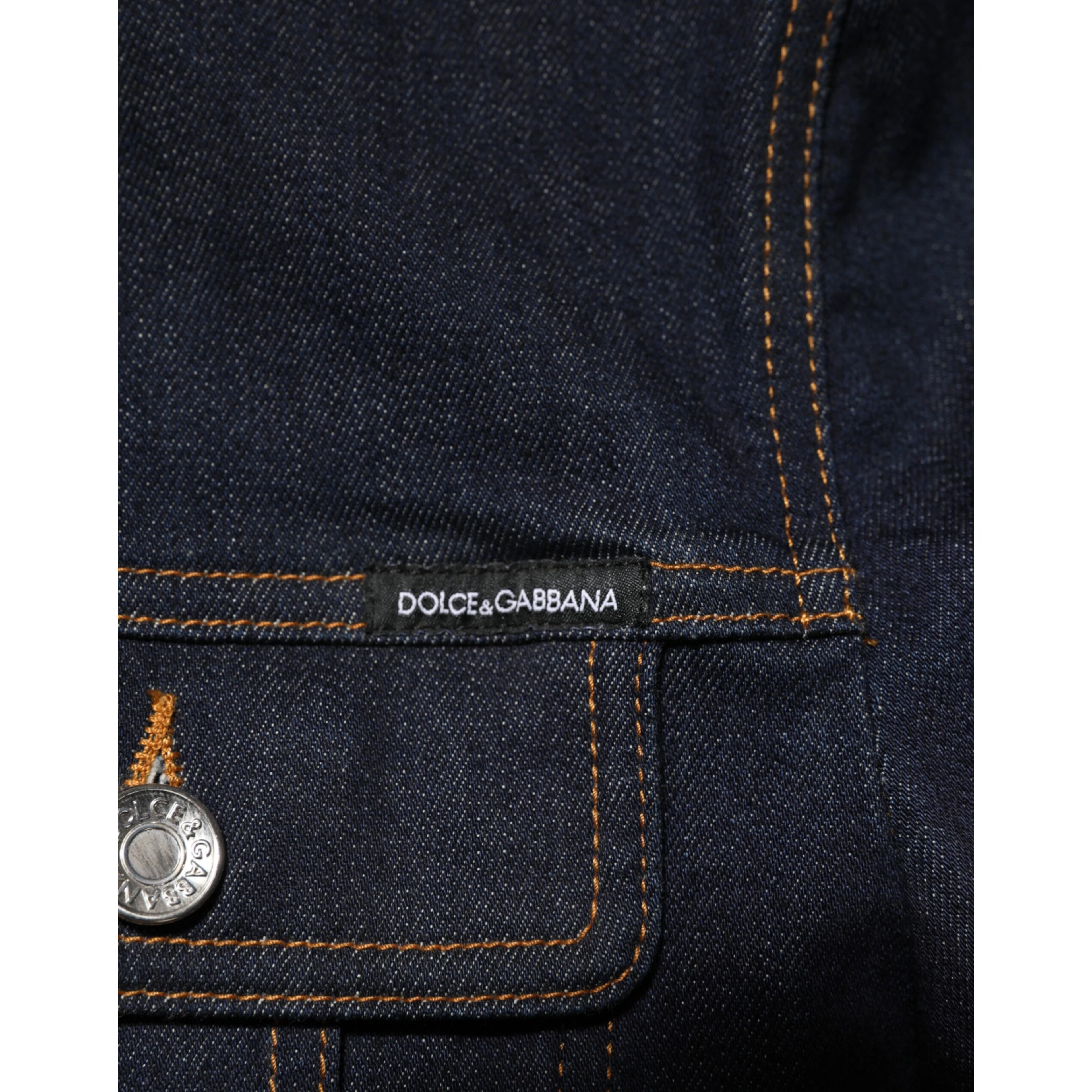 Indigo Blue Denim Slim Fit Logo Patch Jacket