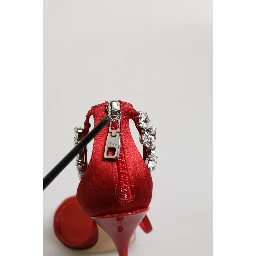 Red Satin Crystals Keira Sandals Heels Shoes