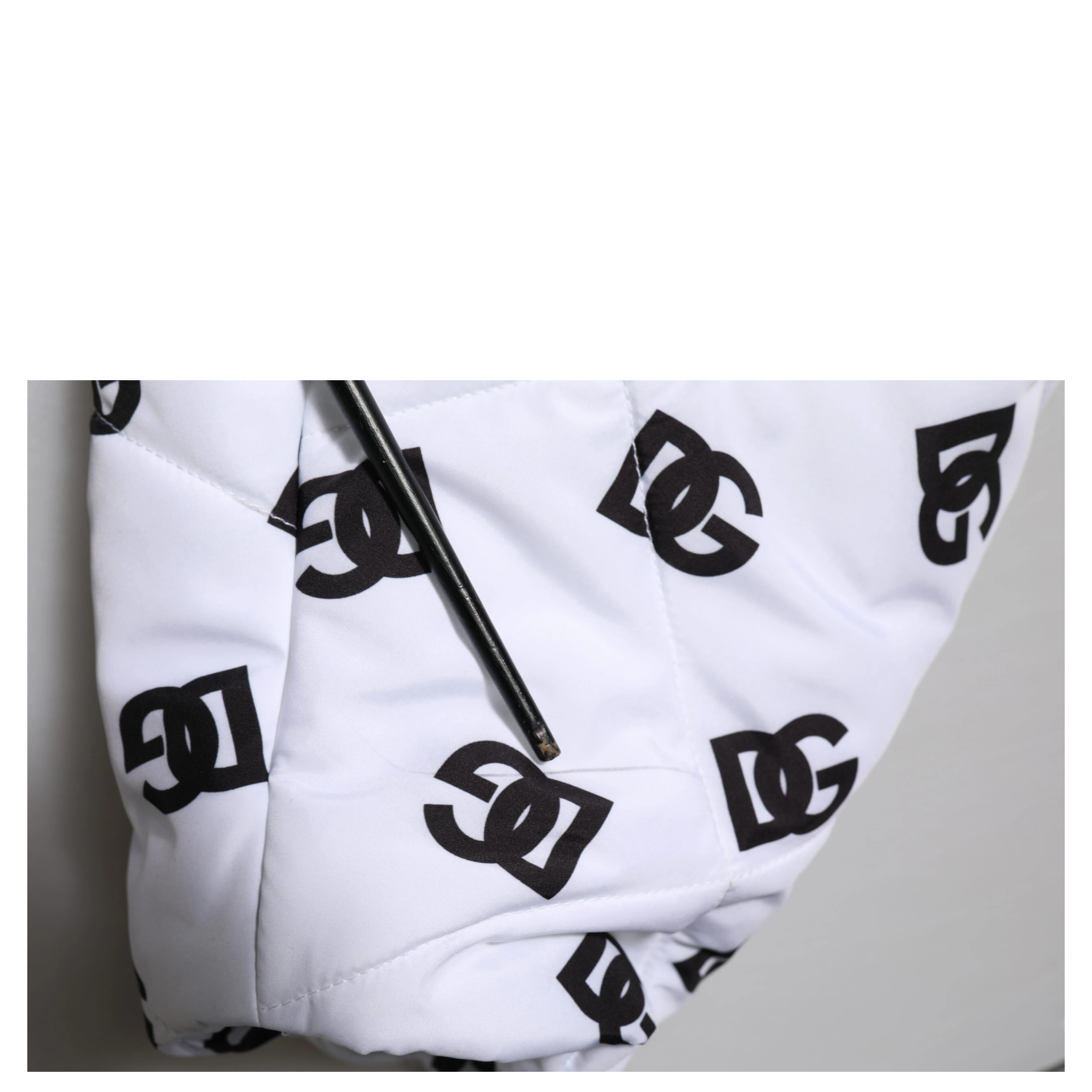 White DG Monogram Hooded Quilted Jacket