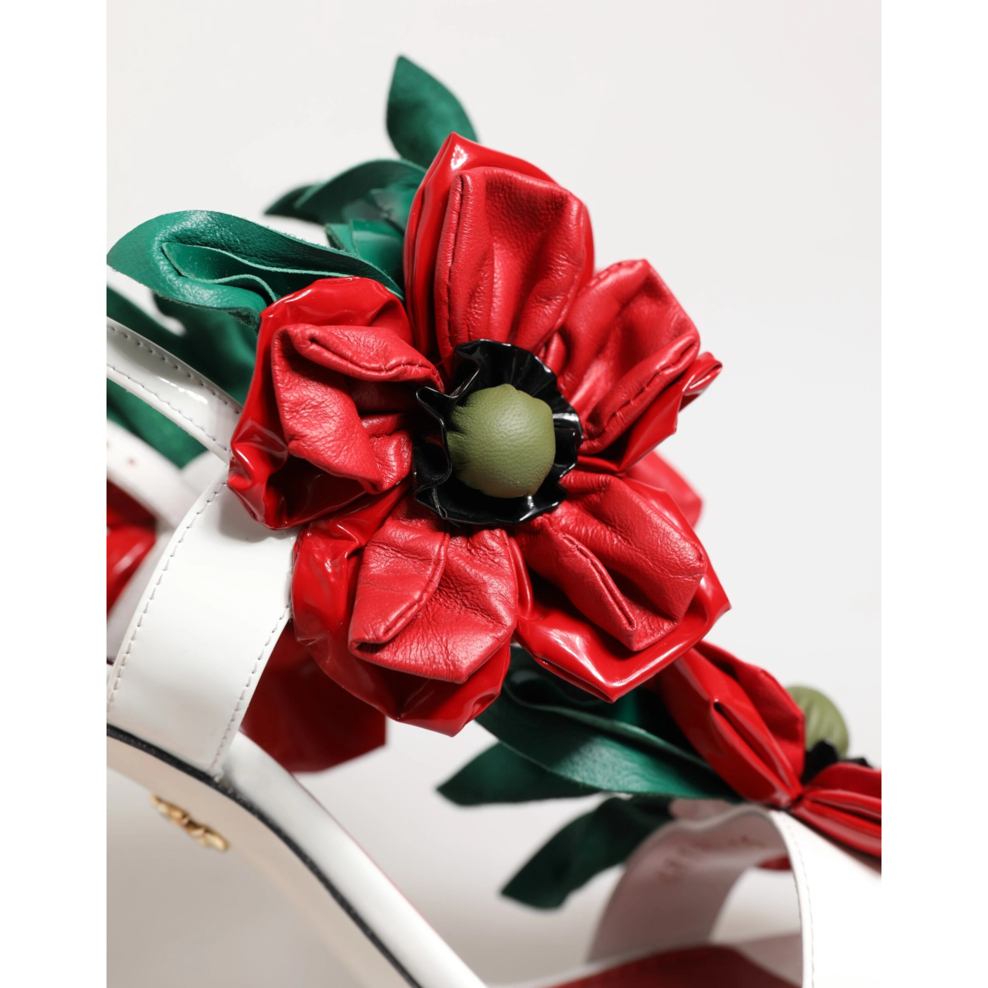 White Red Floral Detailing Sandals Shoes