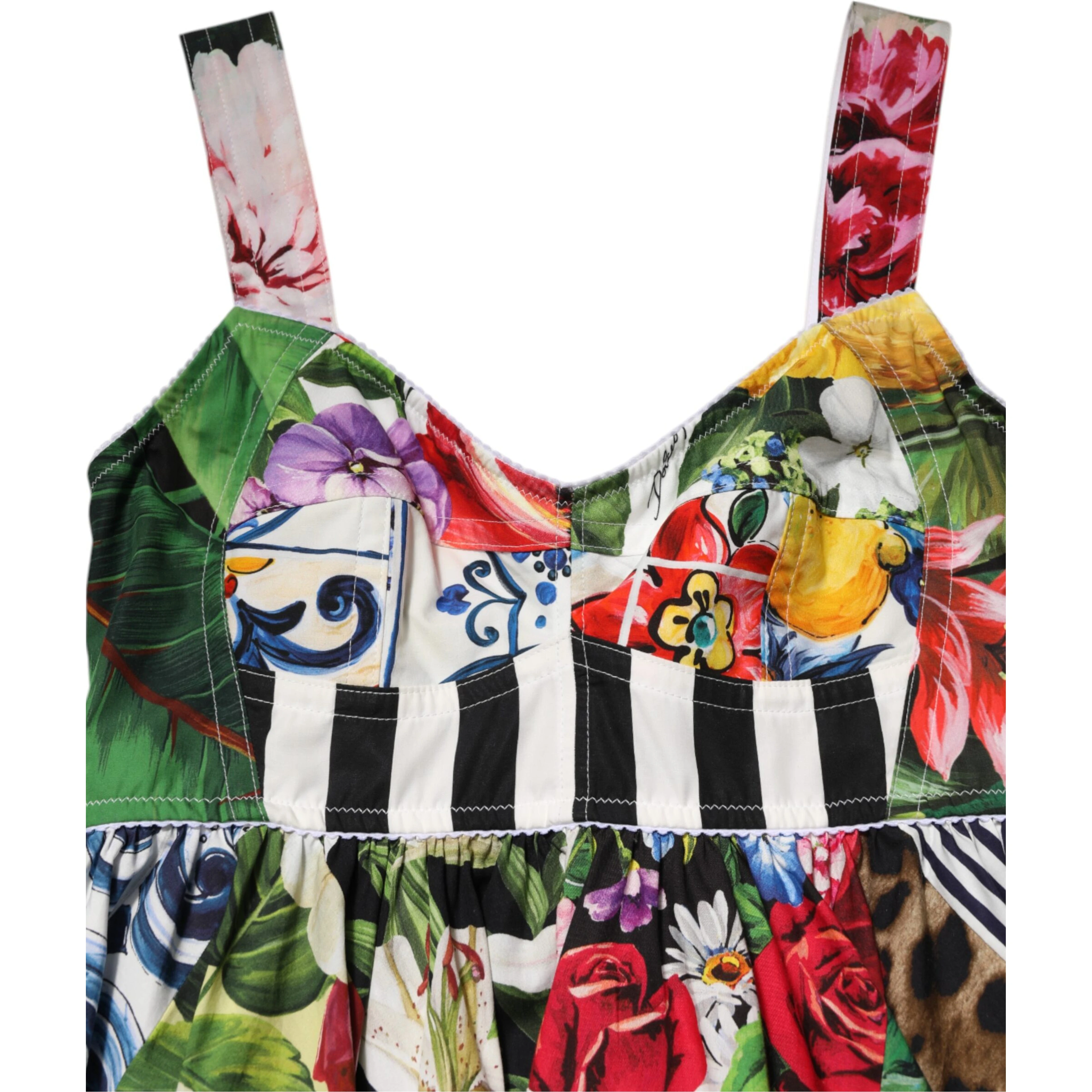 Multicolor Patchwork Cotton AlineMini Dress