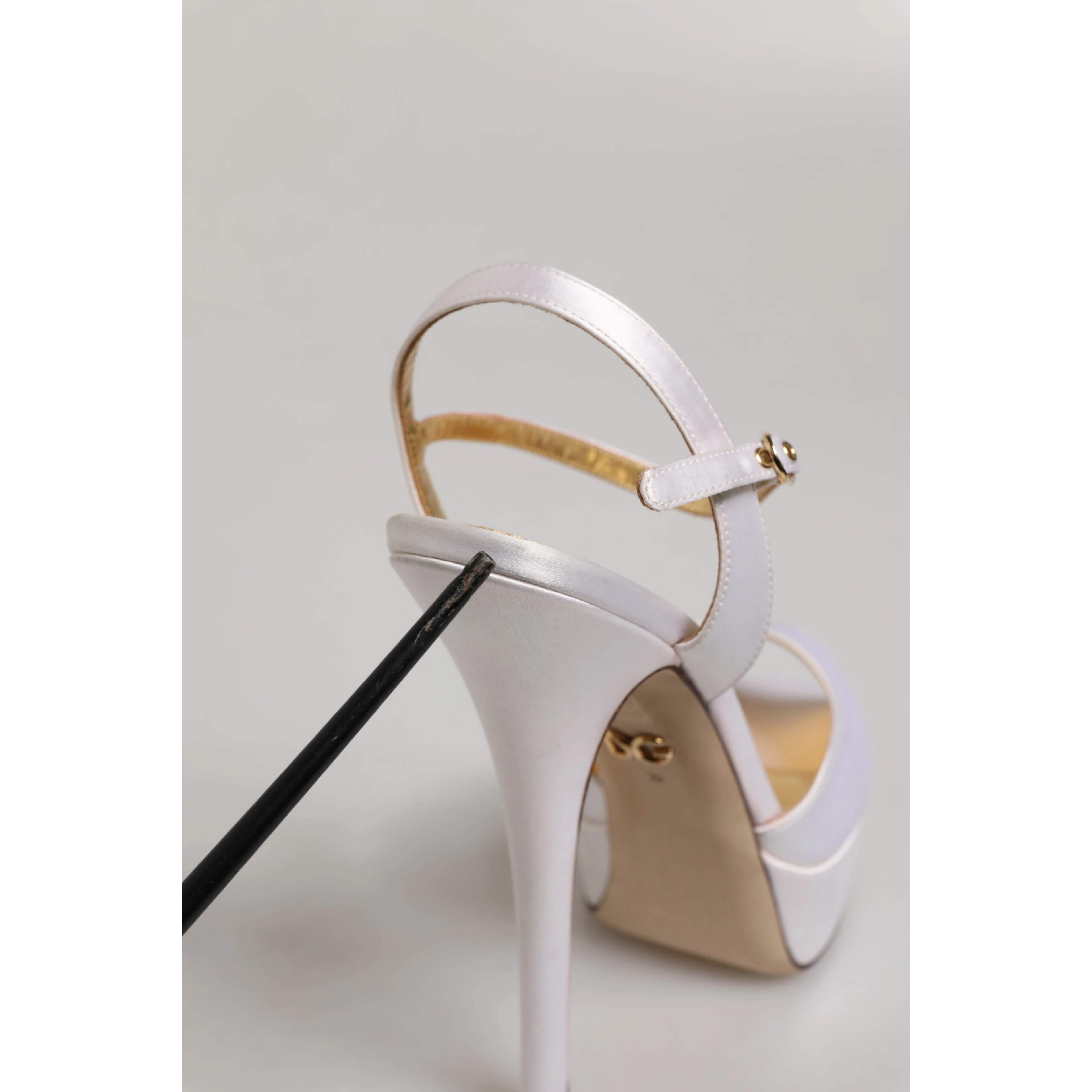 White Satin Platform Heels Sandals Shoes