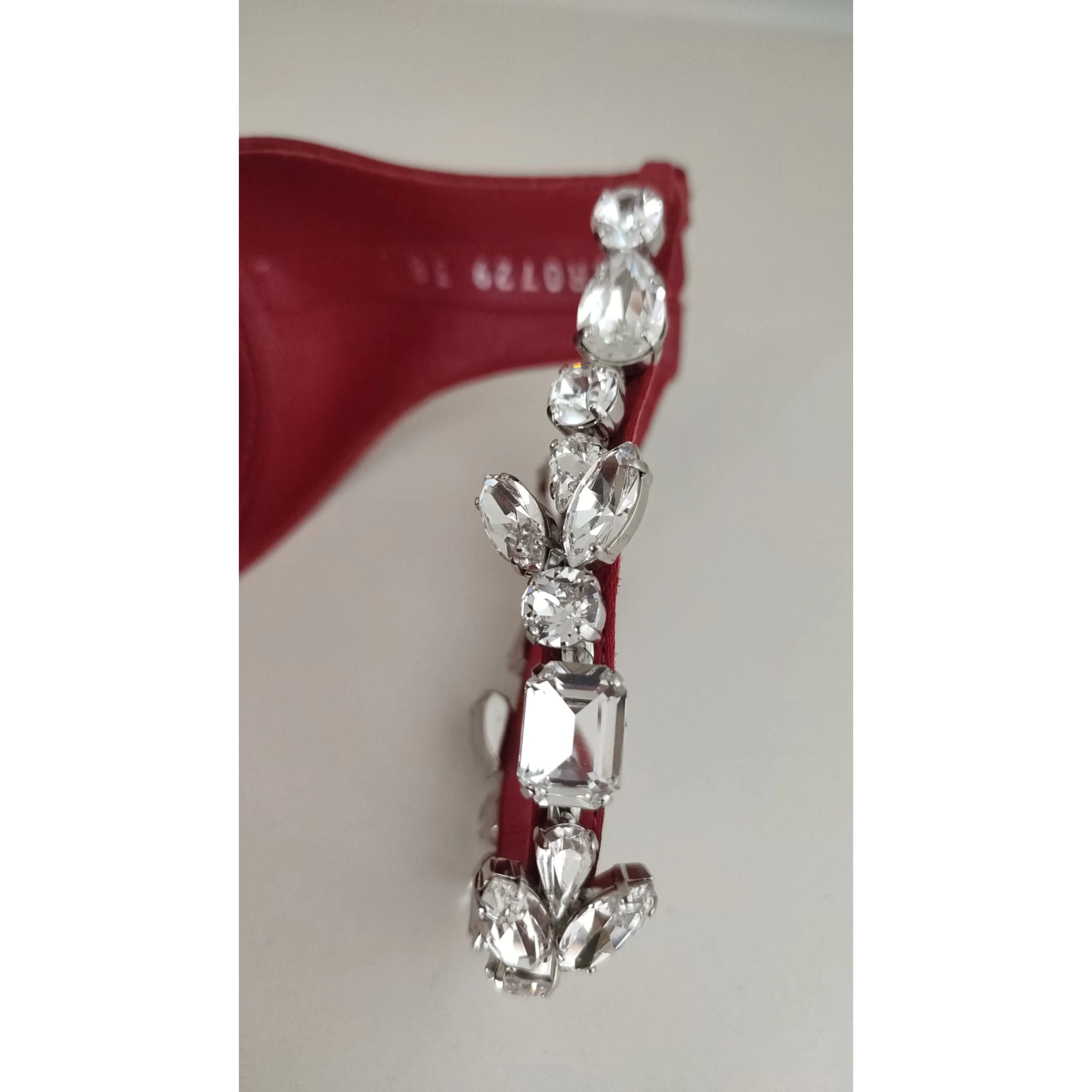 Red Satin Crystals Keira Sandals Heels Shoes