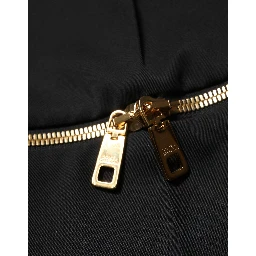 Black Zip Detailed Wool Straight Leg Pants
