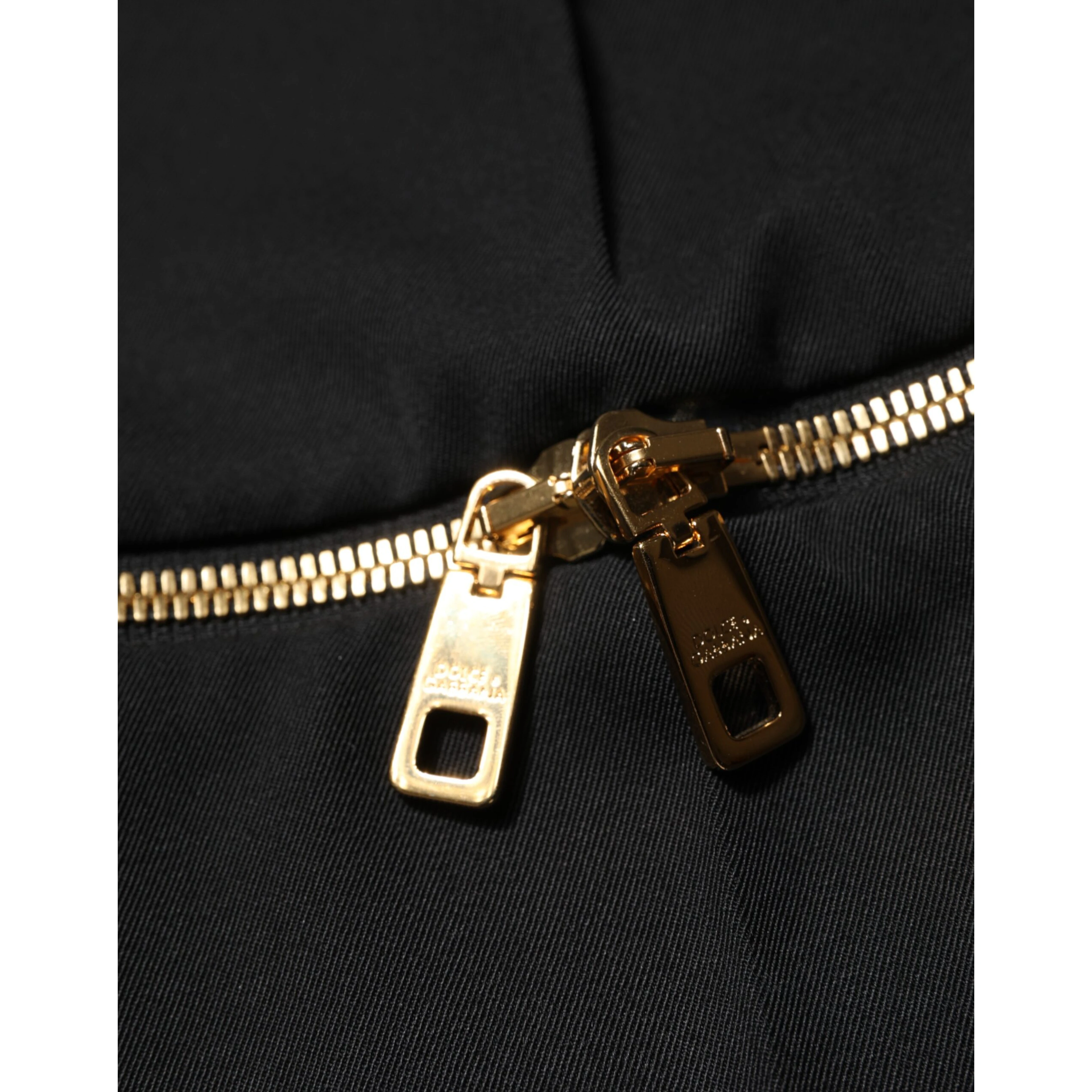 Black Zip Detailed Wool Straight Leg Pants