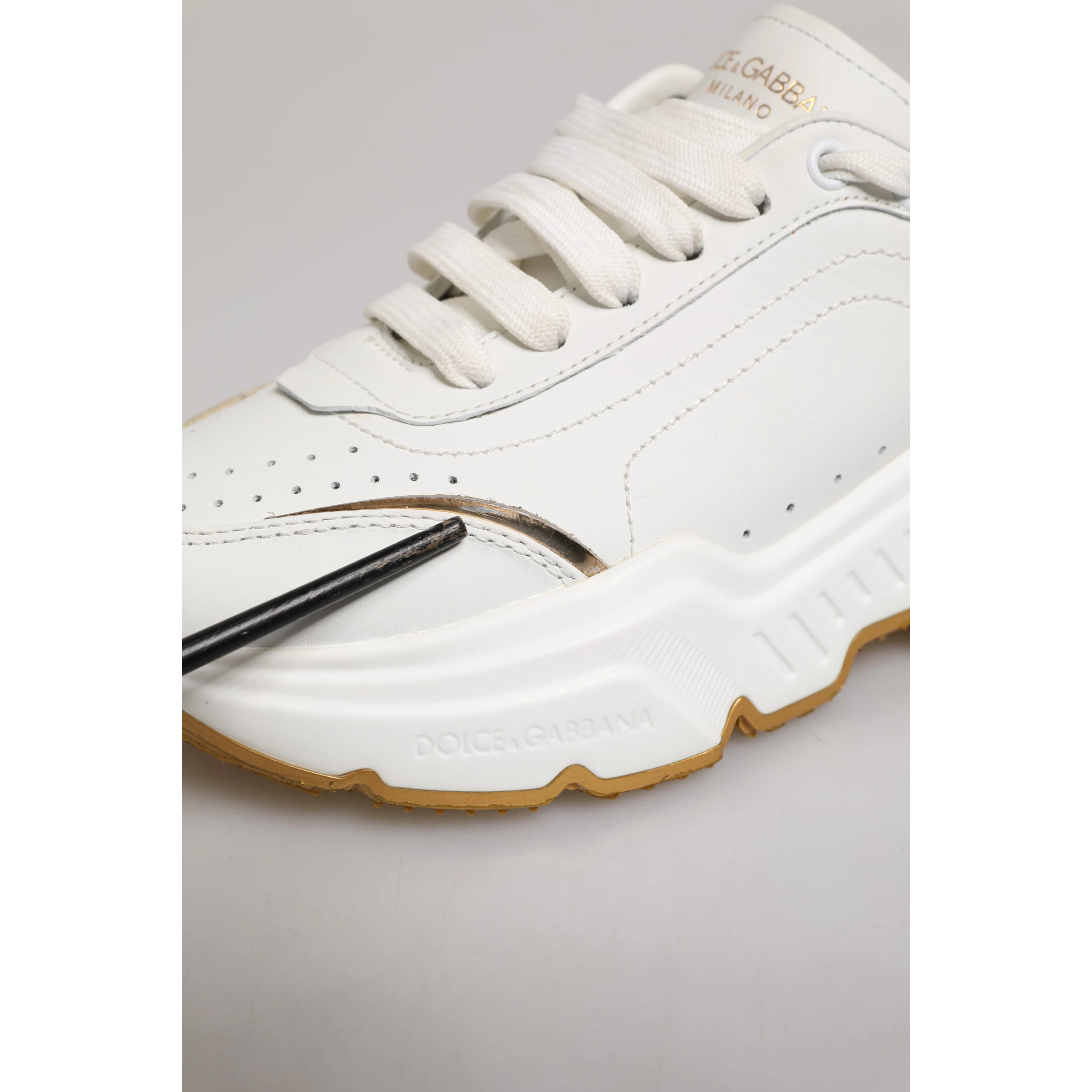 White Gold DAYMASTER Leather Sneakers Shoes