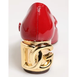 Red Leather DG Logo Heels Sandals Shoes