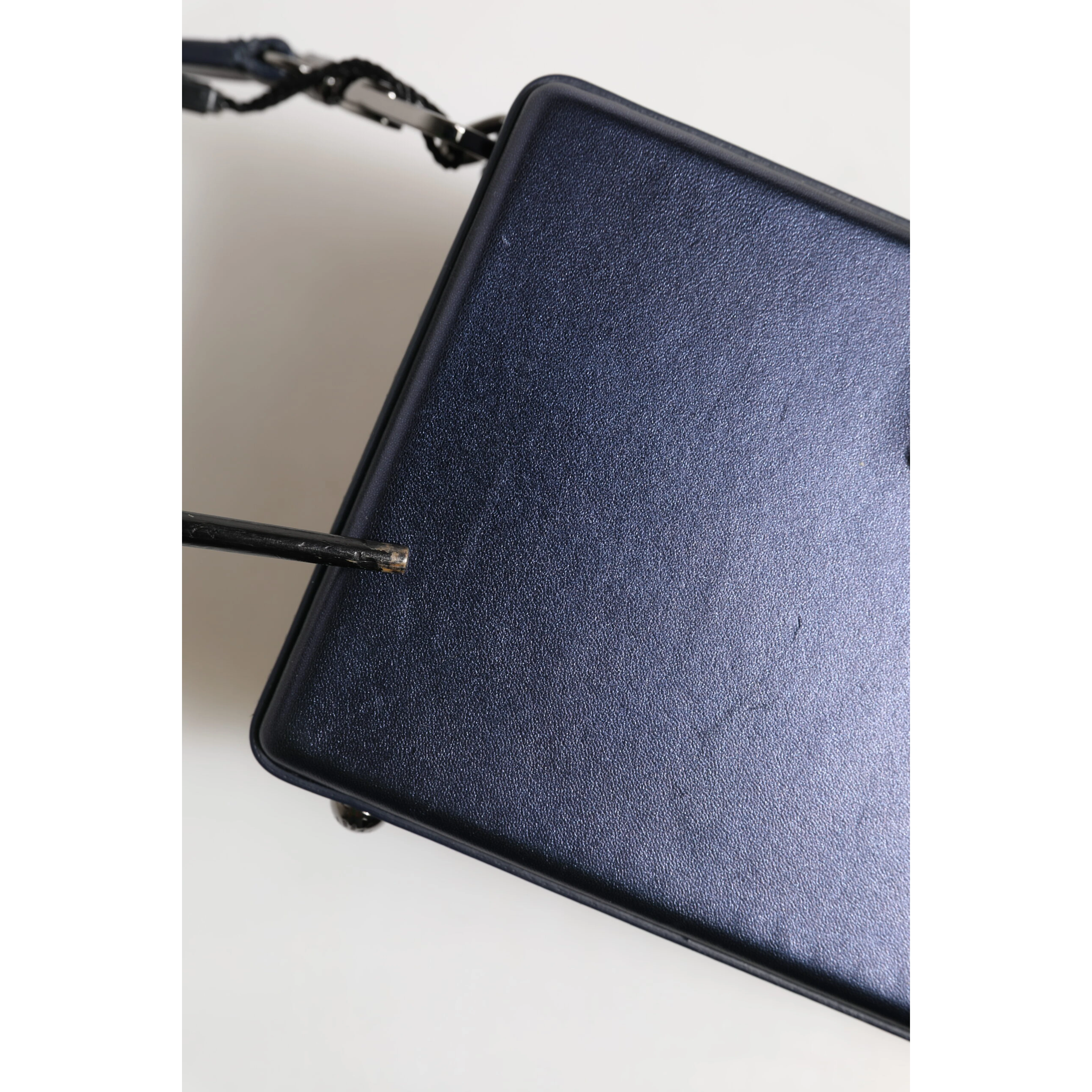 Blue DG BOX Lambskin Leather Crossbody Strap Bag
