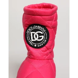 Pink White Viscose Padded Mid Calf Boots Shoes