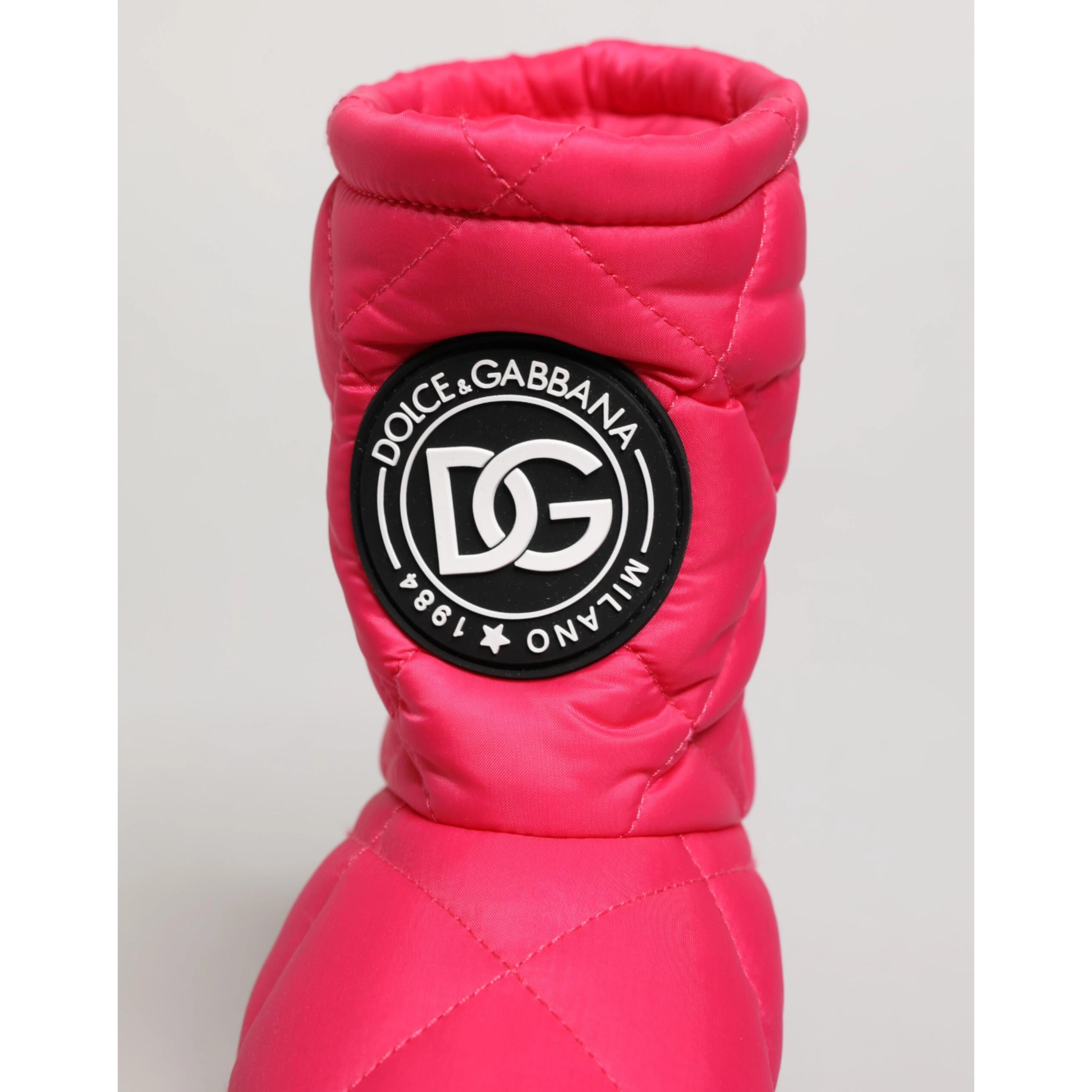 Pink White Viscose Padded Mid Calf Boots Shoes