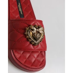 Red Devotion Matelassé Leather Slides Shoes