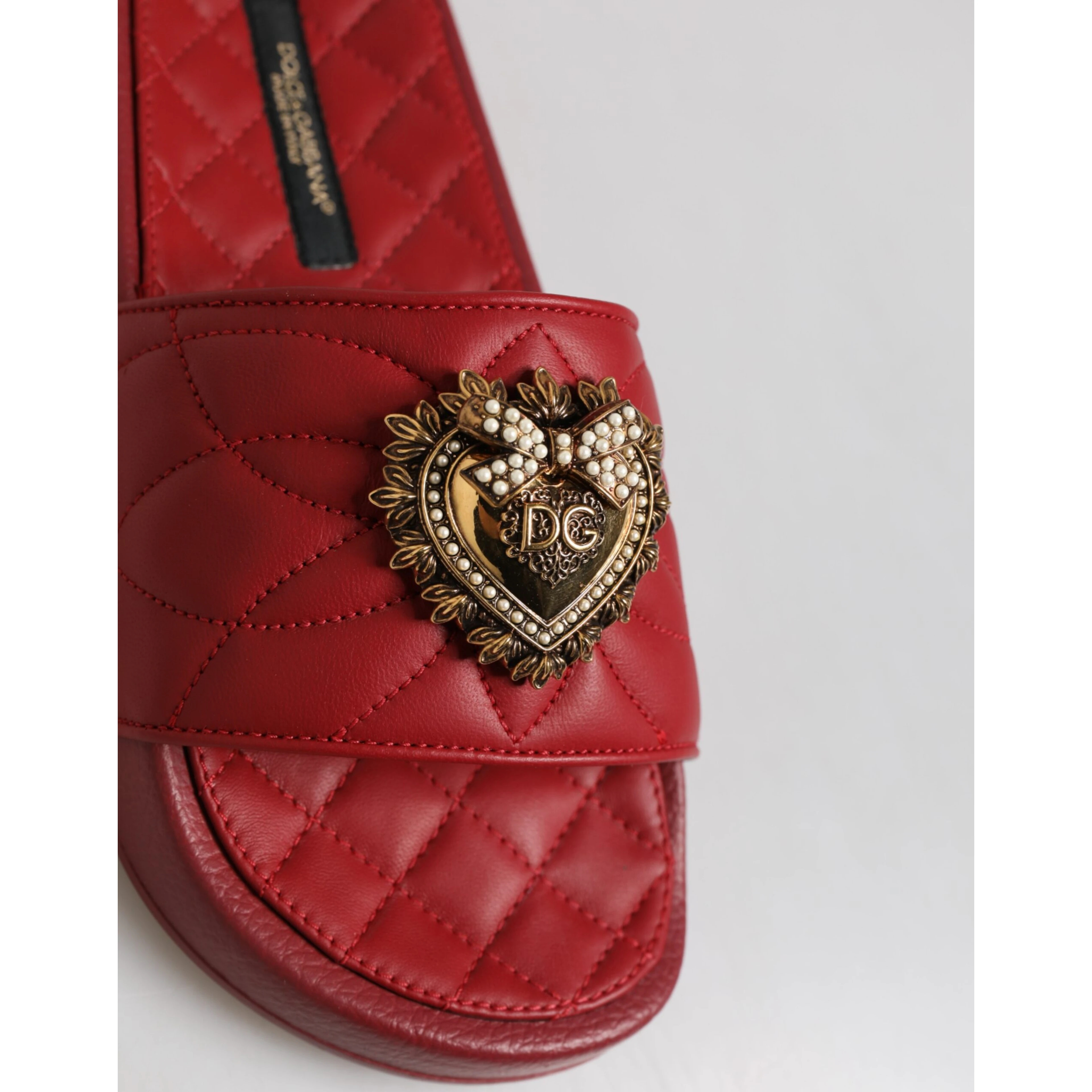 Red Devotion Matelassé Leather Slides Shoes