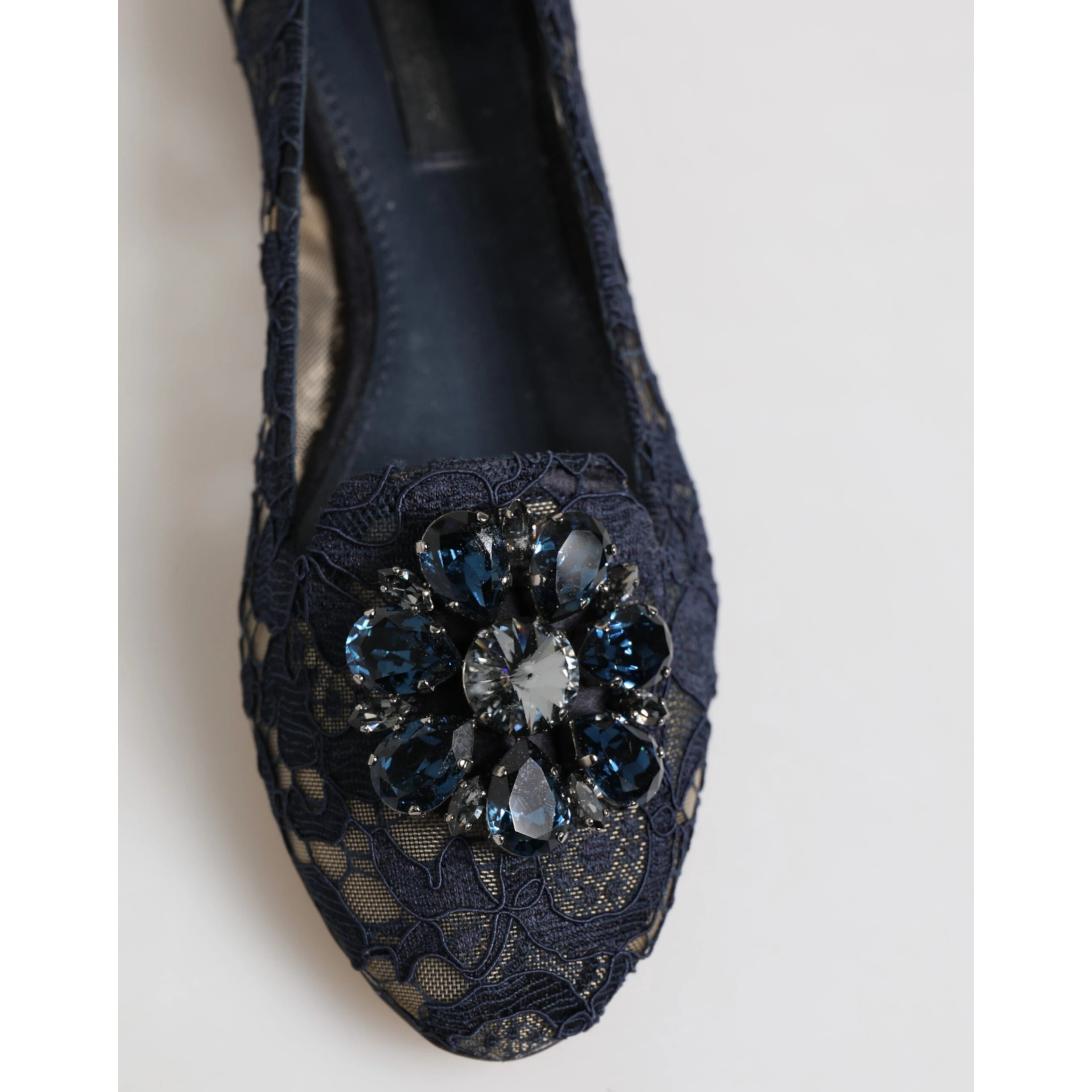 Blue Taormina Lace Crystals Flats Shoes