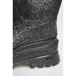 Metallic Gray Pull On Rain Boots Shoes