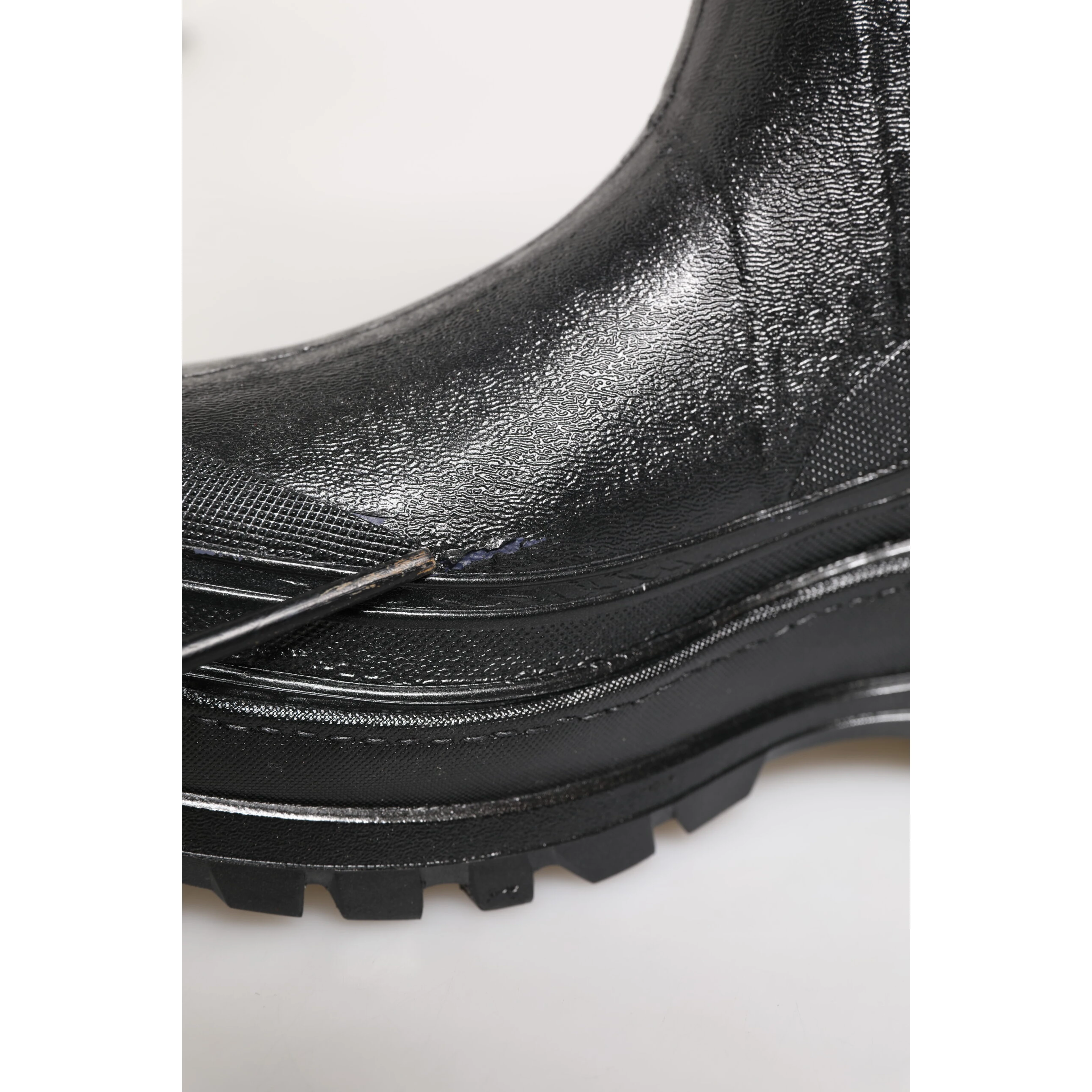 Metallic Black Pull On Rain Boots Shoes