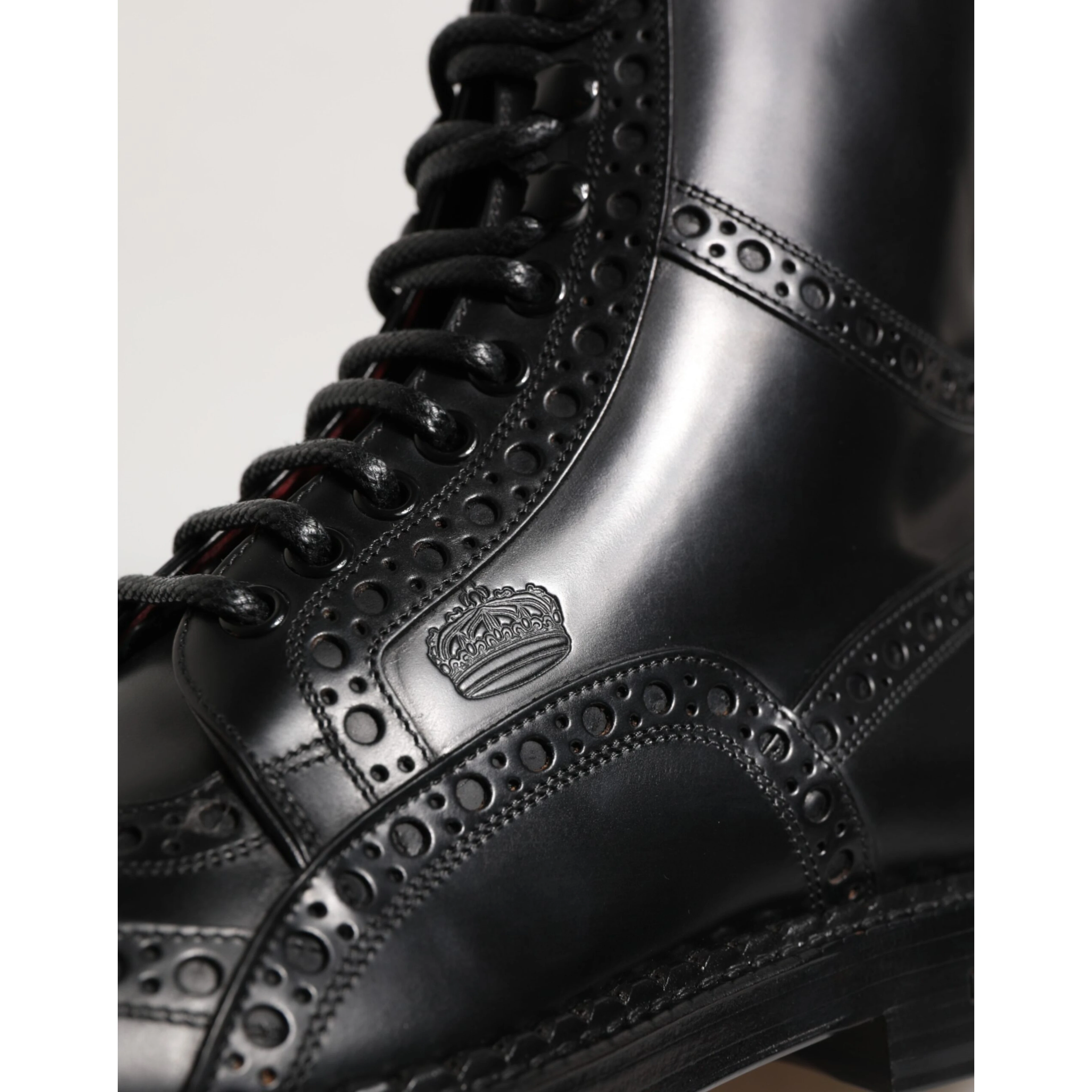 Black Leather Lace Up Mid Calf Boots Shoes
