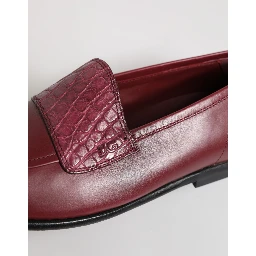 Burgundy Leather Formal Slip On Shoes