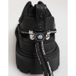 Black Low Top Lace Up Trekking Sneakers Shoes