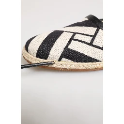Black White Stripes Flat Espadrille Shoes