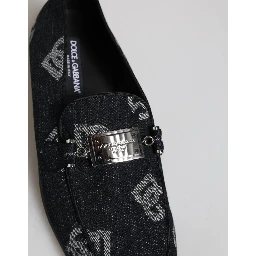 Blue Logo Cotton Loafers Formal Dress Shoes