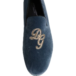 Blue Velvet DG Logo Loafers Formal Shoes