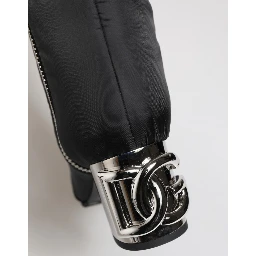 Black Padded Mid Calf Logo Heel Boots Shoes