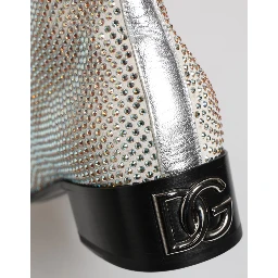 White Strass DG Logo Heels Ankle Boots Shoes