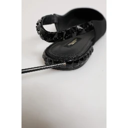 Black Crystal Charmeuse Slingback Shoes
