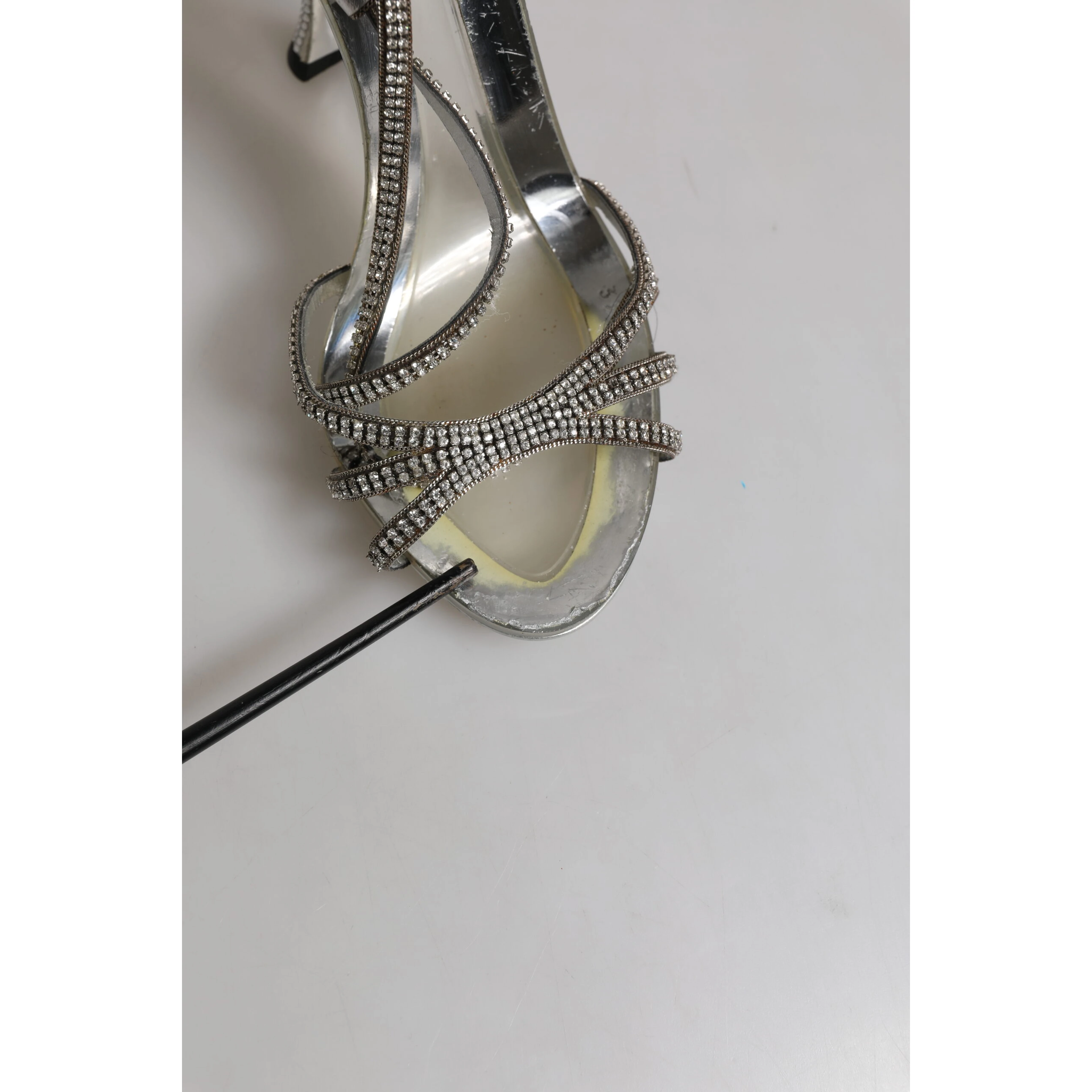 Silver Strass Ankle Strap Heels Sandals Shoes