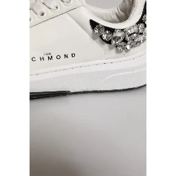 White Rhinestone Embellished Sneakers Shoes