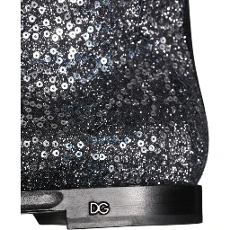 Dark Gray Cotton Sequined Chelsea Boots Shoes