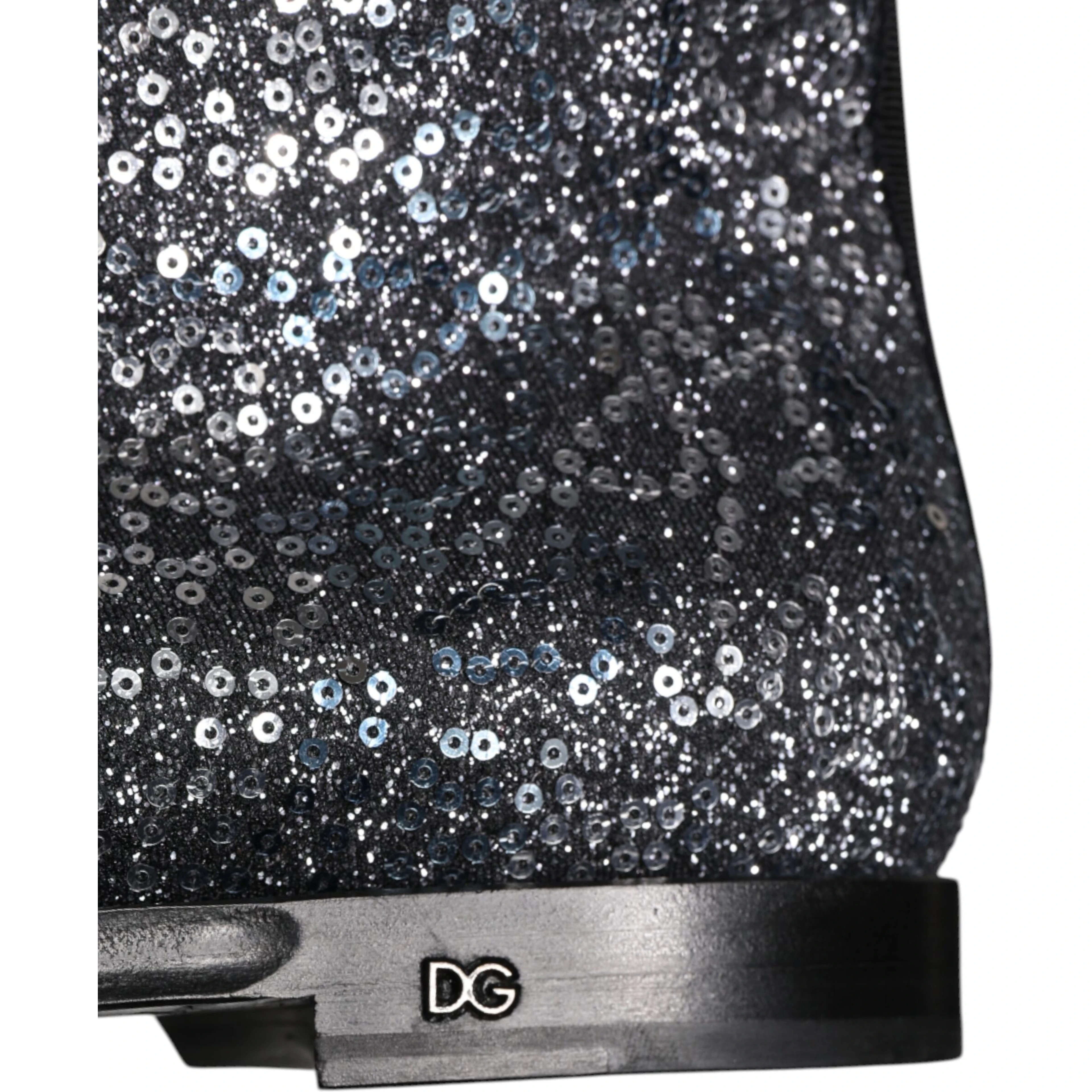 Dark Gray Cotton Sequined Chelsea Boots Shoes