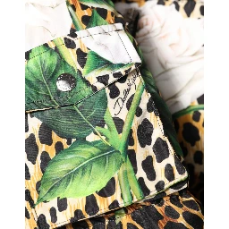 Multicolor Leopard Rose Puffer Quilted Jacket