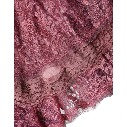 Pink Floral Lace Long Sleeve Midi Dress