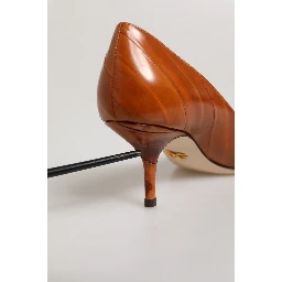 Brown Leather Stiletto Heel Pumps Shoes