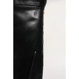 Black Leather Buckled High Boots Shoes