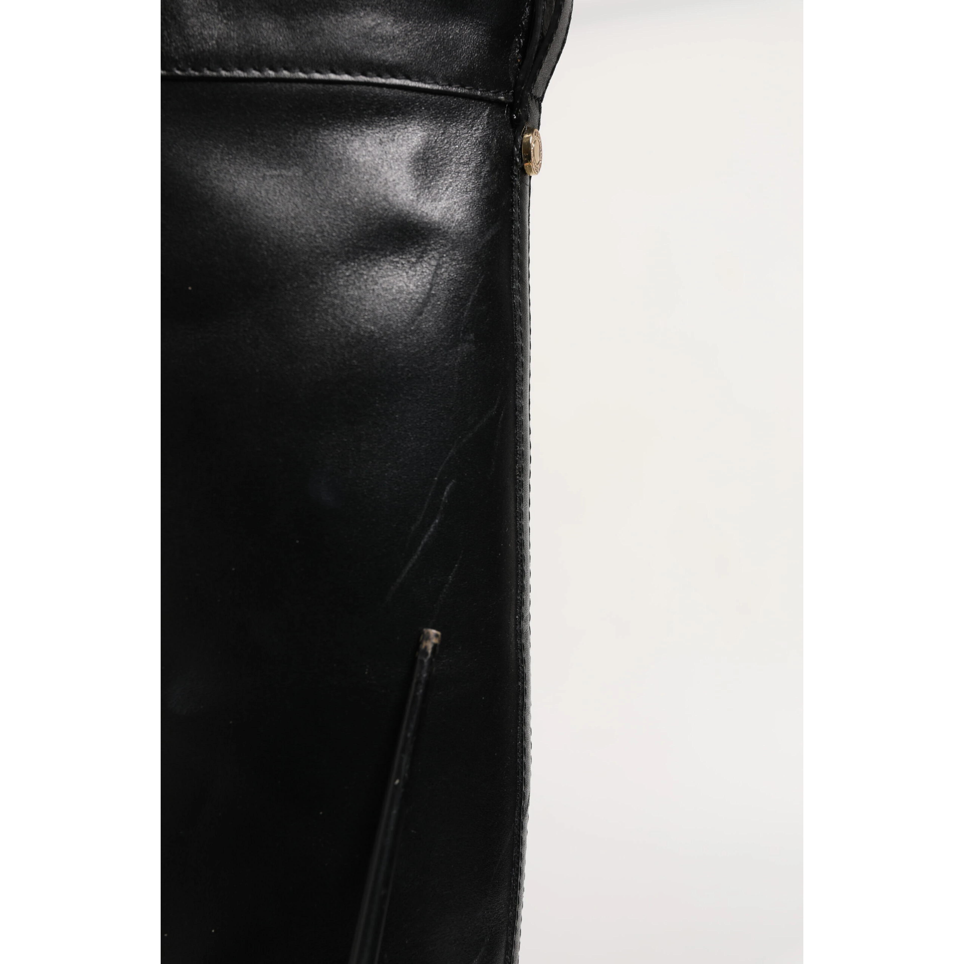 Black Leather Buckled High Boots Shoes