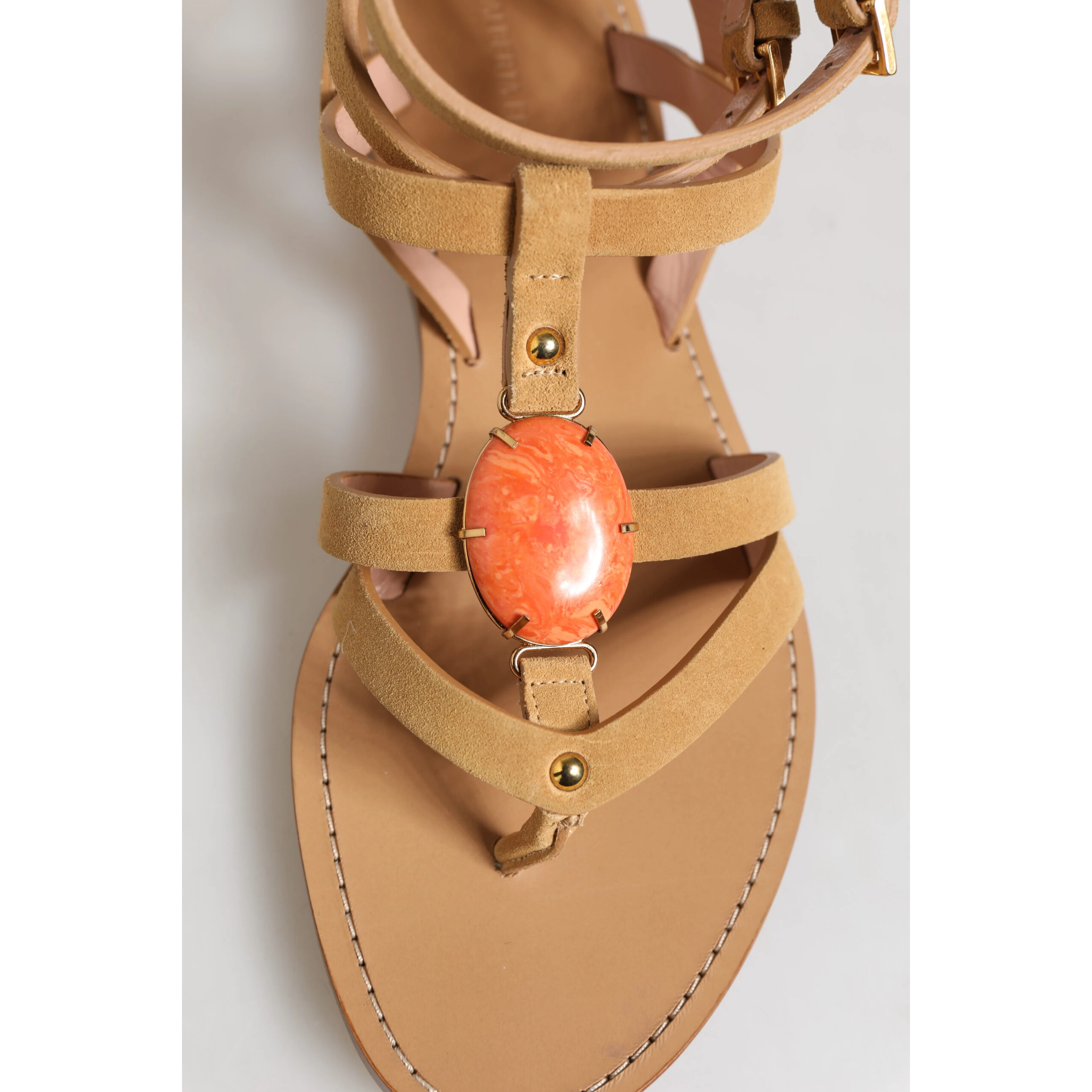 Brown Flip Flops Zipper Ankle Strap Shoes