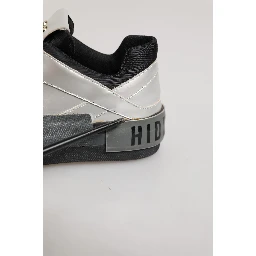 Silver Leather Lace Up Low Top Sneakers Shoes