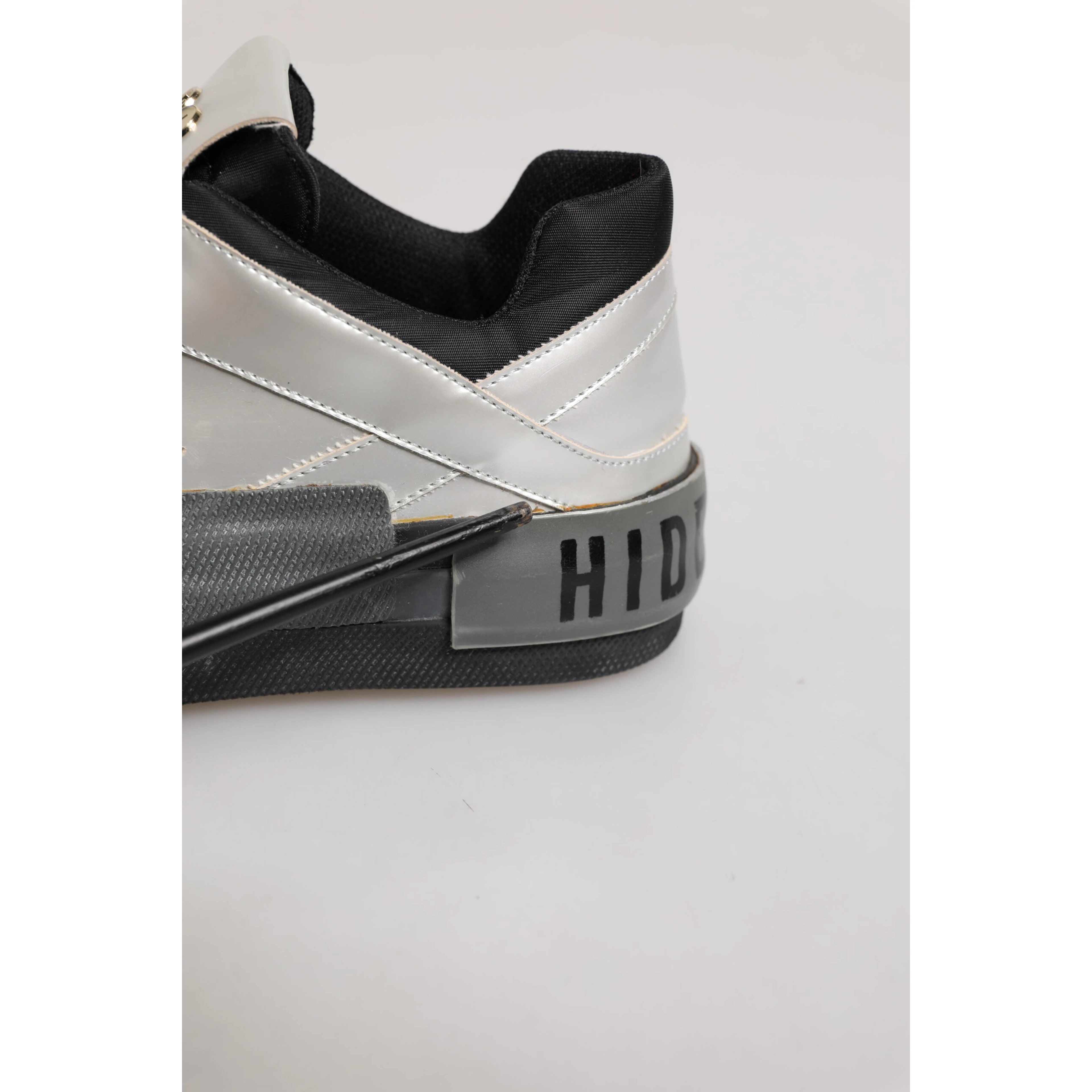 Silver Leather Lace Up Low Top Sneakers Shoes