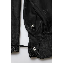 Black Silk DG Embroidery Long Sleeves Top