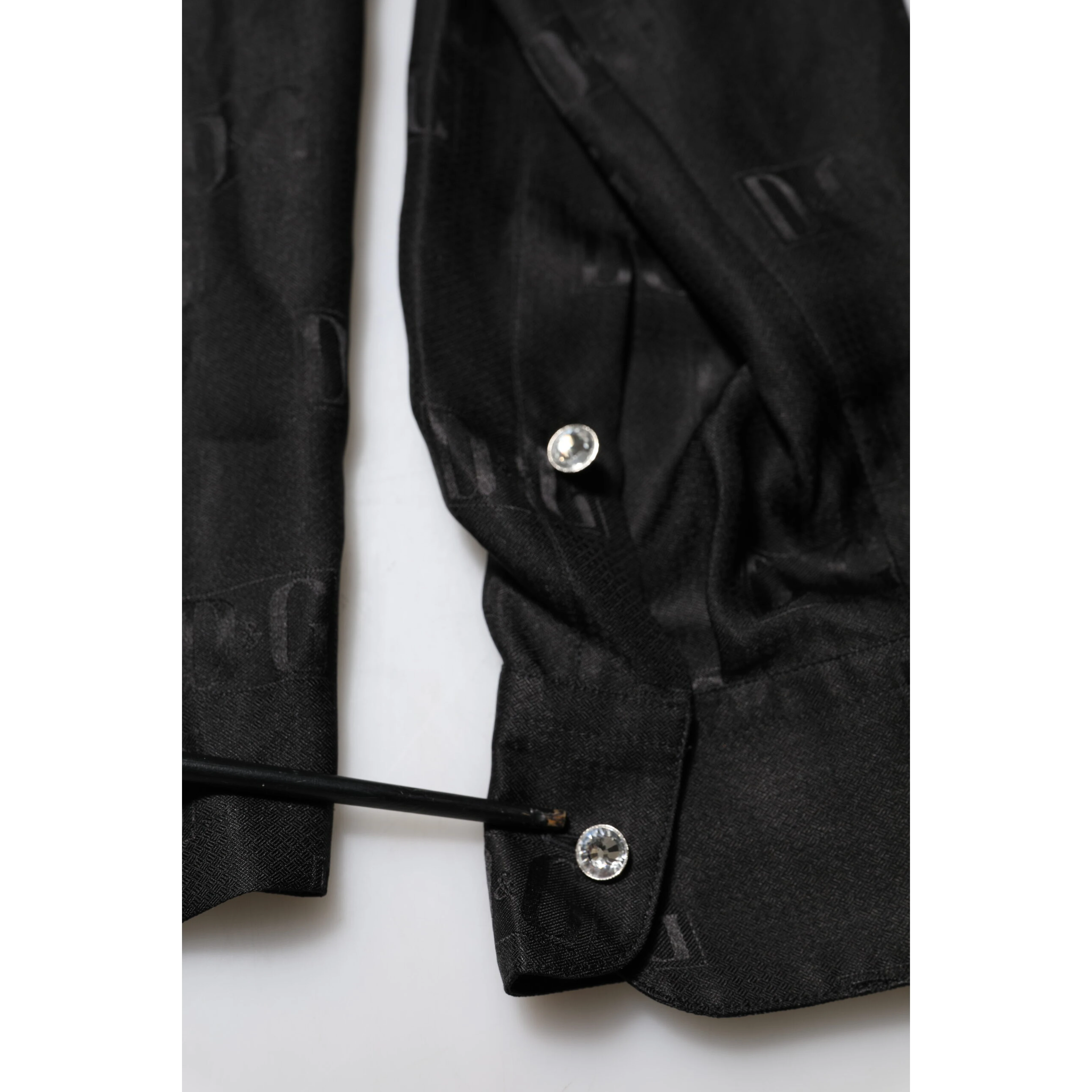 Black Silk DG Embroidery Long Sleeves Top